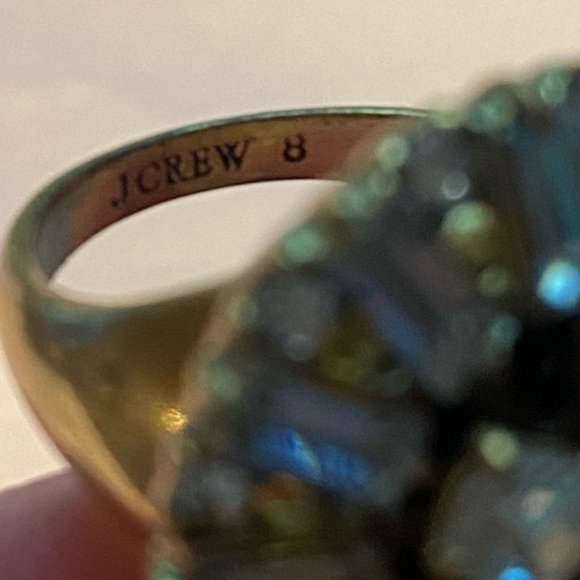 J. Crew Flower Crystal Statement Cocktail Ring Size 8 Cubic Zirconia 1” Setting - Picture 8 of 8